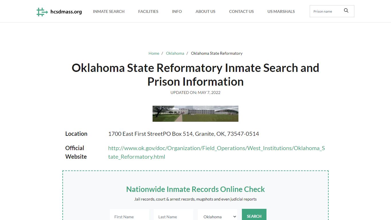 Oklahoma State Reformatory Inmate Search, Visitation ...